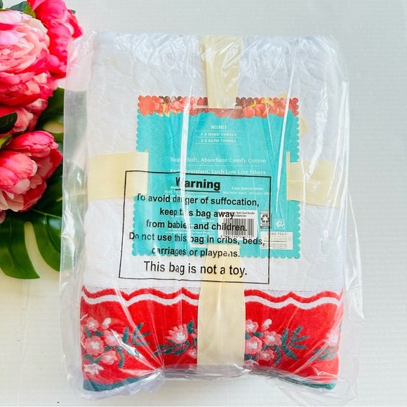 The Pioneer Woman Ditsy Dot 4-Piece Bath & Hand Towel Set NEW - Picture 8 of 9